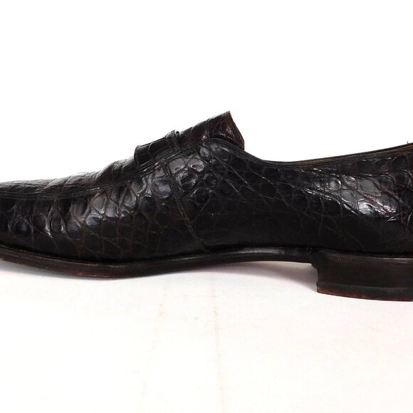 Vtg Alligator Leather Loafer Slip On Dress Shoes Size 11 A Johnson Murphy - Picture 5 of 12